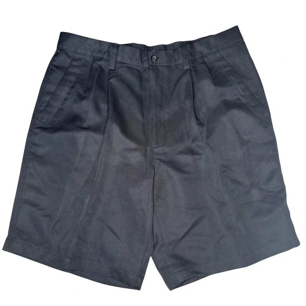 Dockers Golf Mens Black Double Pleated Relaxed Fit Shorts W34